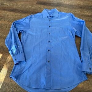 VIV Mens Shirt Made in Italy Blue Dress Shirt Long Sleeve Cotton Medium Mens Sz